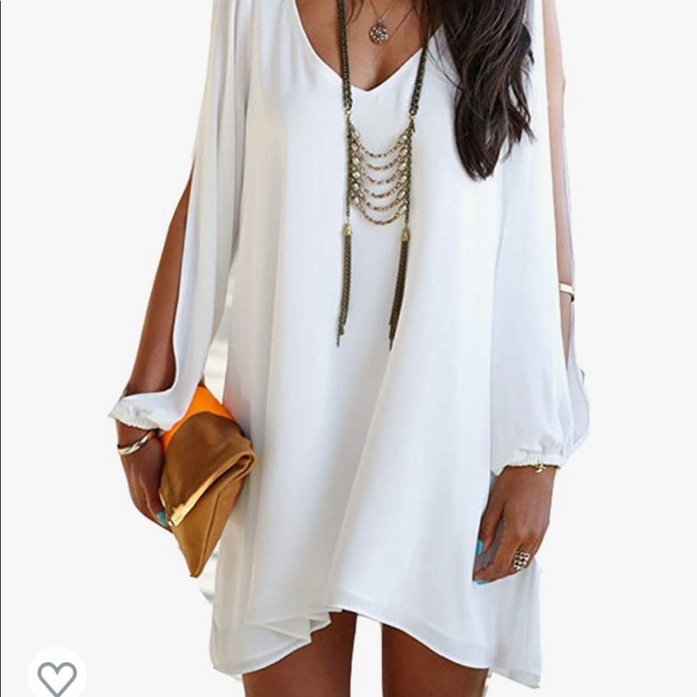 Womens V-Neck Irregular Hem Summer Chiffon Short Beach Dress - size large